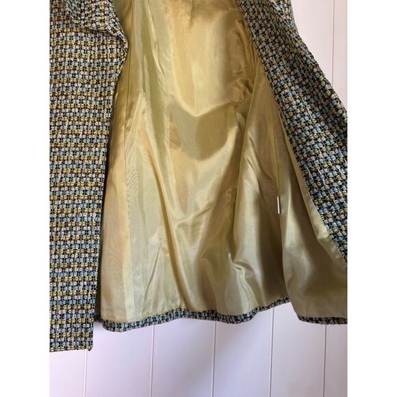 Austin Reed · Tweed Open Blazer · Cotton Linen Blend · Blue Yellow · Size 14 - Picture 6 of 9